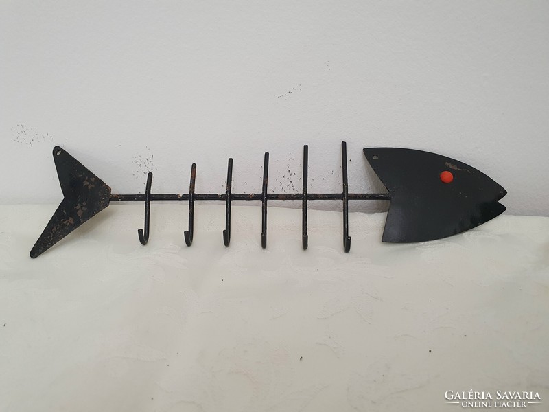 Wrought iron fish-shaped wall key holder