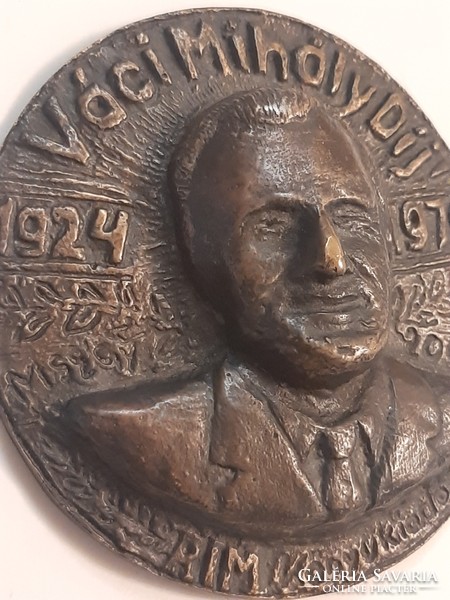 Mihály Váci award 1924 - 1970 rim book publisher single-sided bronze relief commemorative plaque 10 cm