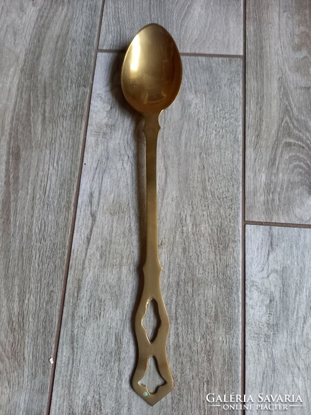 Gorgeous old large decorative copper spoon (34.5x6 cm)