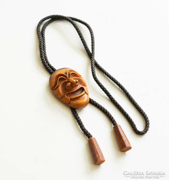 Korean cord (bolo) tie, necklace - hahoe theater mask