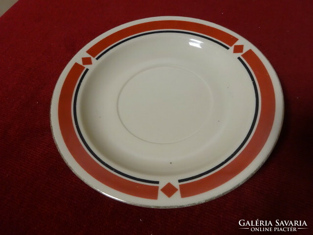Kínai porcelán teáscsésze alátét, barna szegélyes, átmérője 15,3 cm. Jókai.