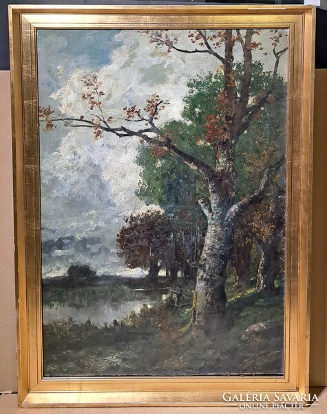 Antique oil painting, Paris - framed, restored