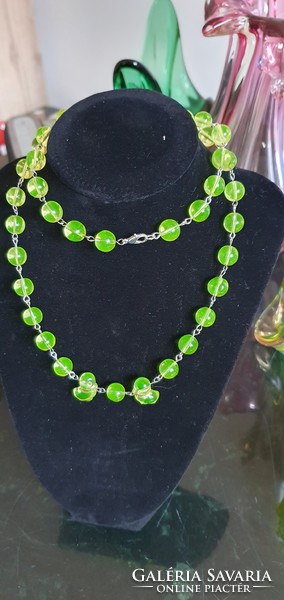 Genuine Czech uranium glass necklace with duck beads #24078 handmade product