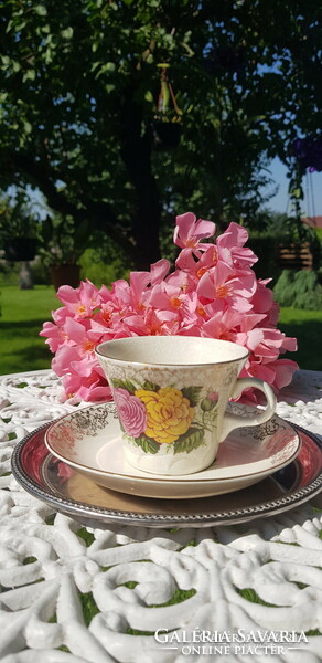 Antik angol rózsás csésze és csészealj