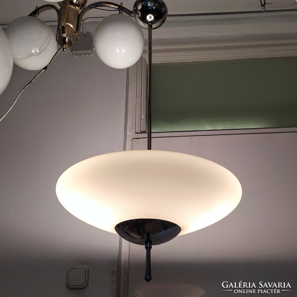 Art deco - Bauhaus 2 égős csillár - krémszínű ernyő - Lampart