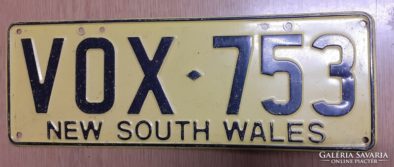 Ausztrál rendszám rendszámtábla VOX-753 New South Wales Ausztrália
