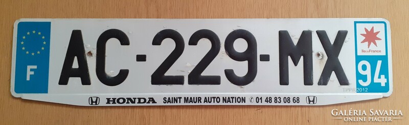 French license plate number plate ac-229-mx France 1.