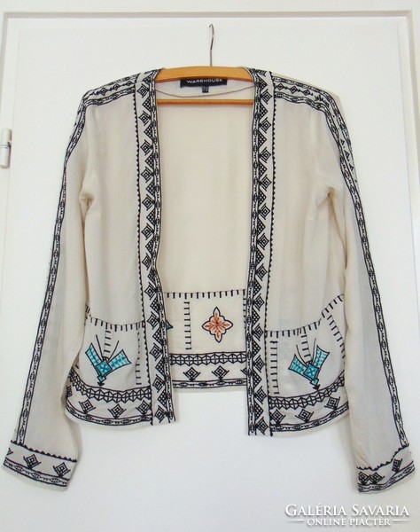 Trendy embroidered, open, light summer cardigan 38/40 - m