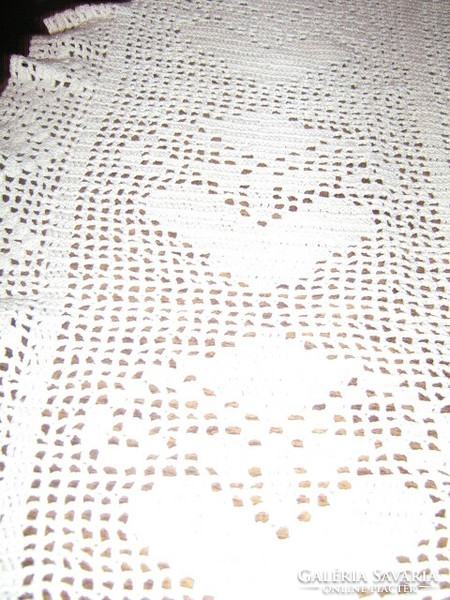 Beautiful antique hand crocheted white tablecloth