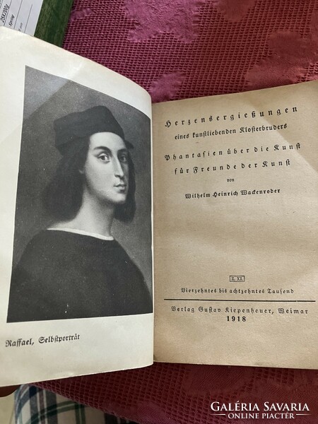Antique book 1918, weimar - wackenroder: herzensgießungen eines kunstliebenden klosterbruders.