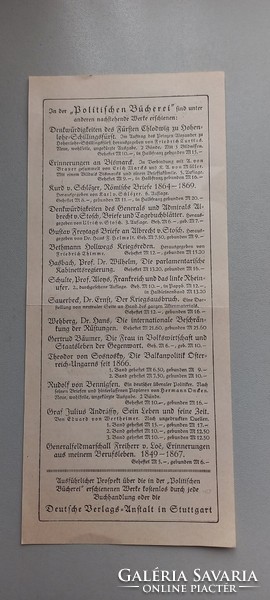 Német könyvesbolti prospektus 1920-as évek papírrégiség