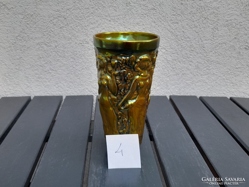 1,-Ft Gyönyörű Zsolnay eozin szüretelő pohár 4.
