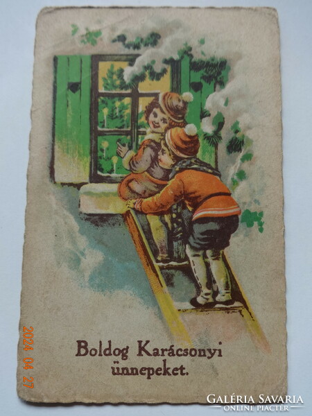 Old graphic Christmas greeting card