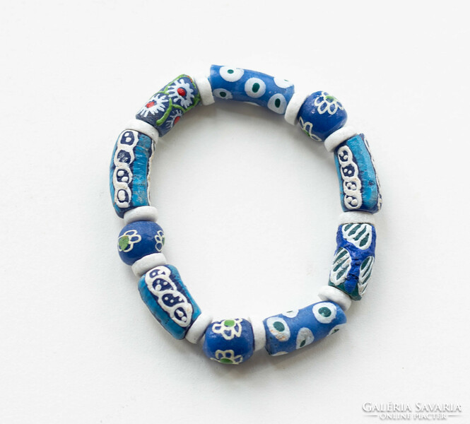 Handmade African glass beads bracelet - tribal ethno boho folk art