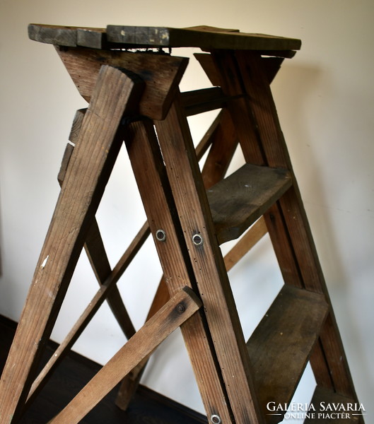 Old library room wooden ladder