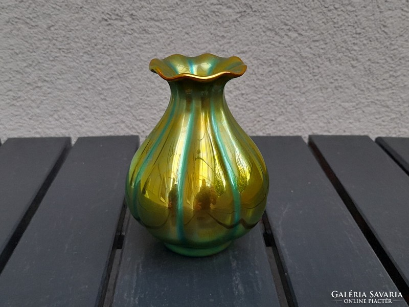 1,-Ft Zsolnay eozin fokhagymagerezdes váza meseszép színekkel