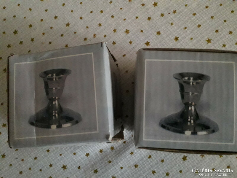 2 pcs. Silver nickel candle holder 2 pieces 7x7 cm. Original new.