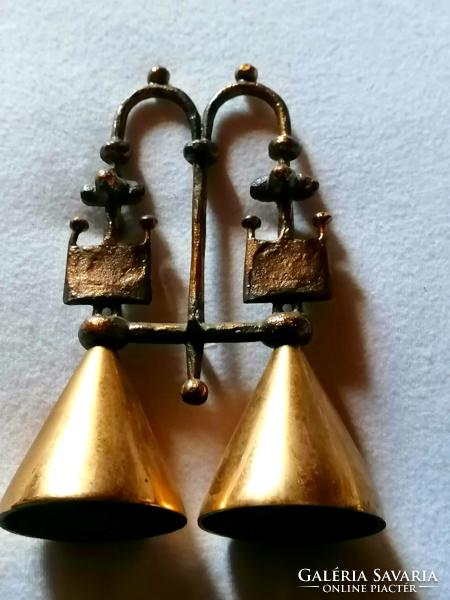 Rare bronze mid-century double bell from the 1970s by lajos munakacsy prize-winning goldsmith
