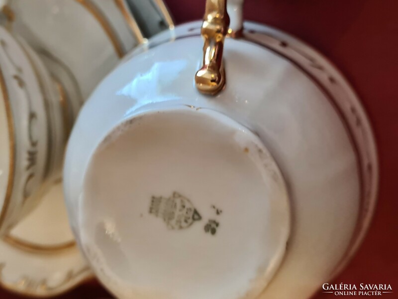 Zsolnay antik pajzspecsétes dúsan aranyozott stafír teás készlet