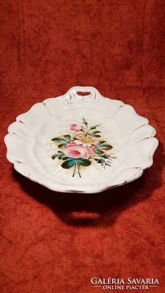 Régi, gyönyörű virágcsokor festéssel, ismeretlen jelzésű porcelán tál