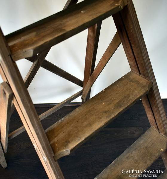 Old library room wooden ladder