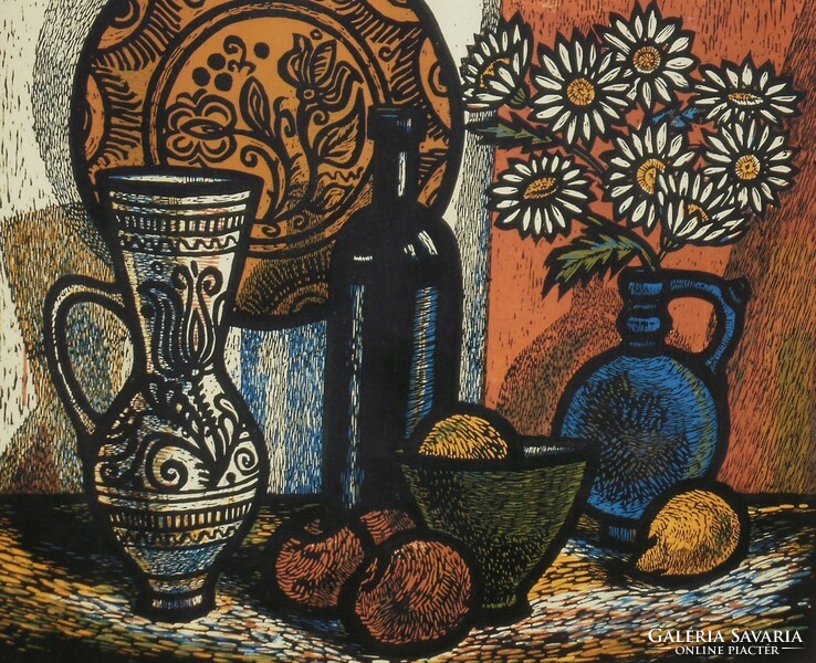 henrik Krajcirovits (1929-): still life with daisies