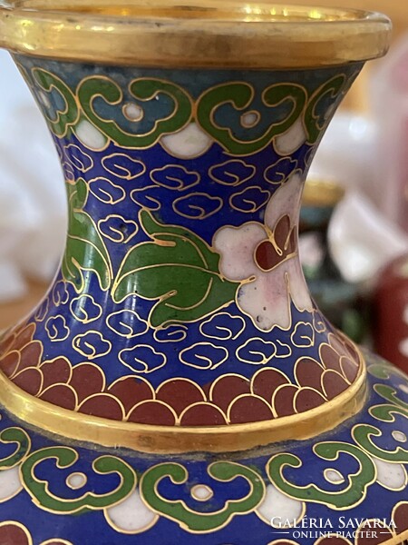 Dreamy aperture enamel, fire enamel copper Chinese vase flowers.