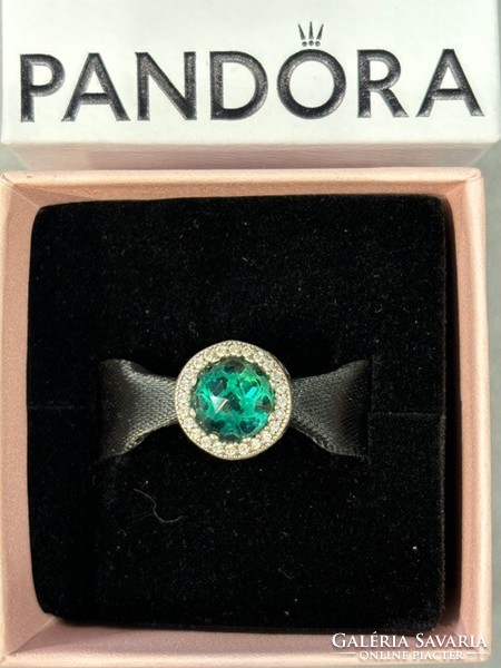 Pandora Zöld ragyogó szív ezüst charm