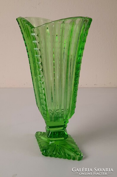Art deco Czech cast glass vase, Stölzle, Hermanova glass factory