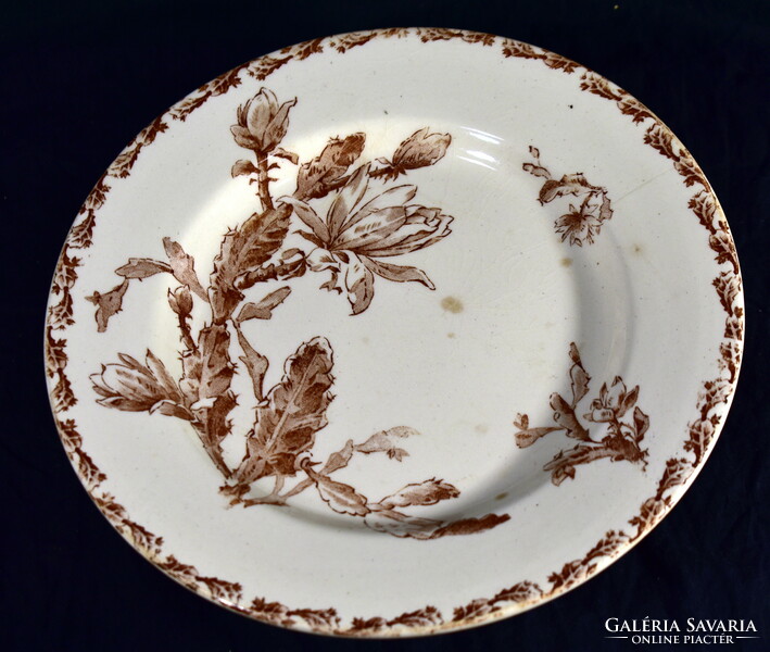 Antique Sarreguemines cactus-patterned earthenware cake plate