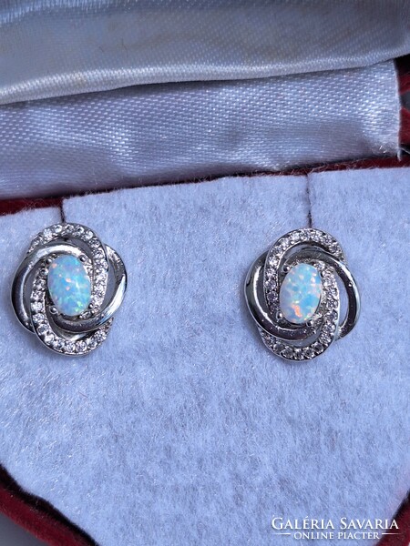 Genuine Ethiopian Opal Silver Earrings