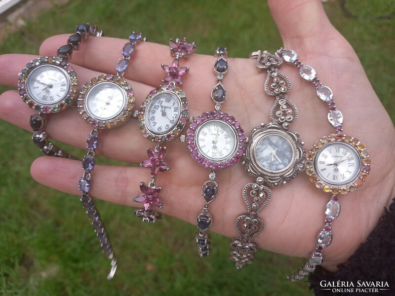 Silver jewelry watch richly loaded with precious stones! Guaranteed!