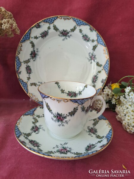 English Sutherland art porcelain tea cup with cake plate