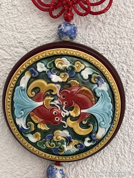 Very beautiful and rare Chinese lucky ceramic goldfish, convex.