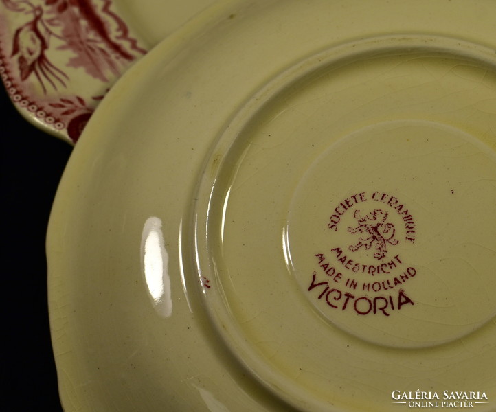 Antique maestricht victoria antique Dutch faience tea cup with cake plate