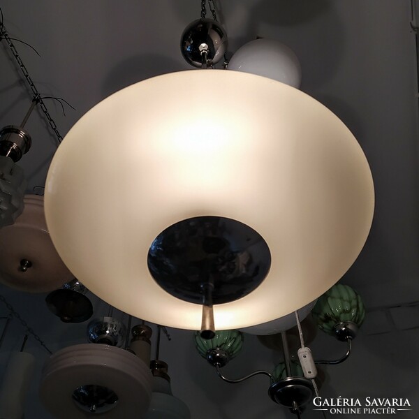 Art deco - Bauhaus 2 égős csillár - krémszínű ernyő - Lampart