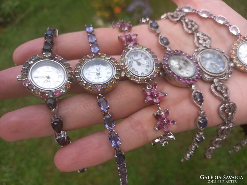 Silver jewelry watch richly loaded with precious stones! Guaranteed!