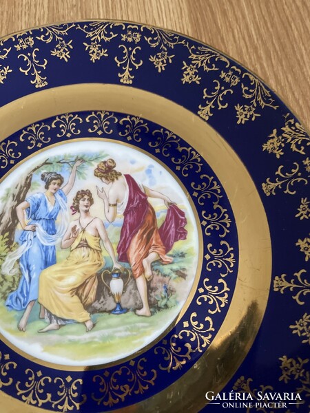 Beautiful Czechoslovak scene with richly gilded decorative plate.