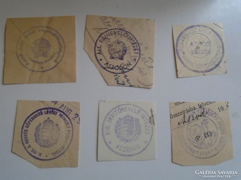 D202287 Régi bélyegzőlenyomatok ASZÓD - 12 db  1900-1950's