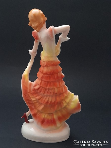 Régi porcelán táncosnő figura, 18,5 cm