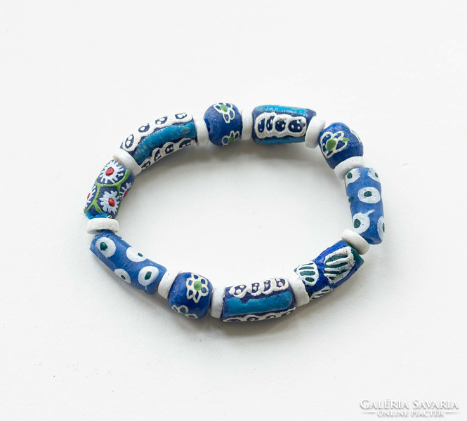 Handmade African glass beads bracelet - tribal ethno boho folk art