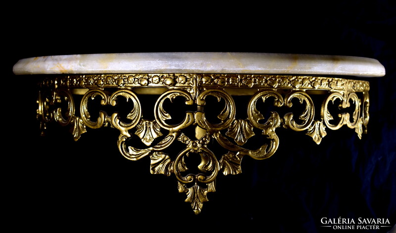 Solid copper and polished marble stone flat decorative neo-baroque style wall shelf - bracket !!!