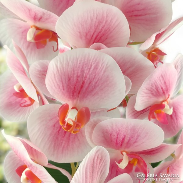 Kétszálas élethű fehér, rózsaszín orchidea kaspóban OR204FHRS