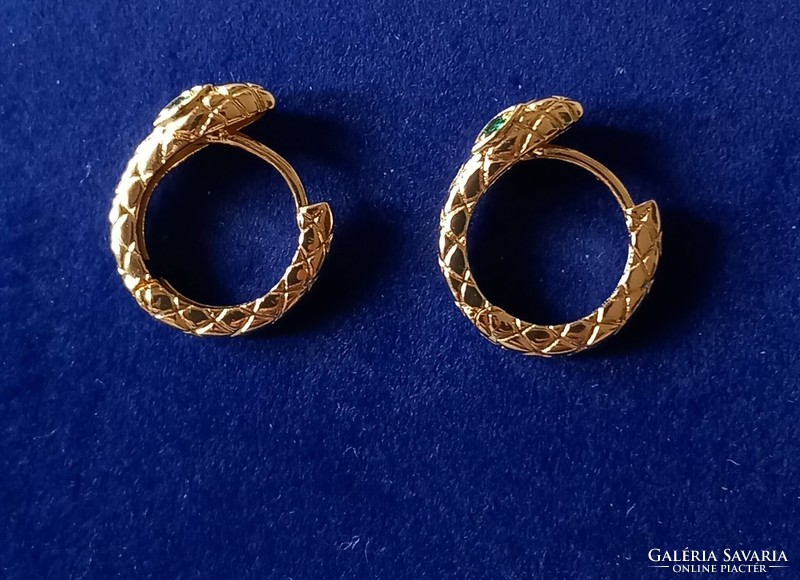 Gold-plated snake hoop earrings