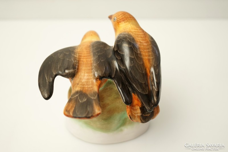Pair of old ceramic birds from Bodrogkeresztúr / retro Hungarian ceramics / hand-painted birds