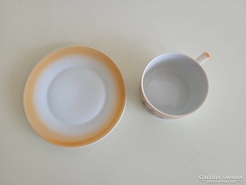 Régi Zsolnay porcelán teás csésze eozin japán minta keleti jelenet hölgyek dekor C
