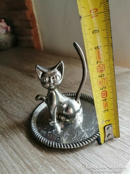 Silver-plated kitty jewelry holder ring holder