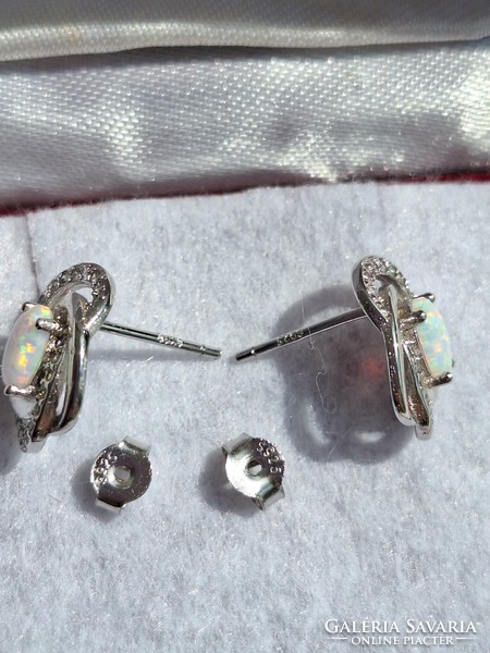 Genuine Ethiopian Opal Silver Earrings