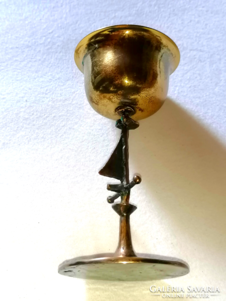 Rare, rare muharos lajos munkácsy prize-winning goldsmith's bronze goblet from the 1970s