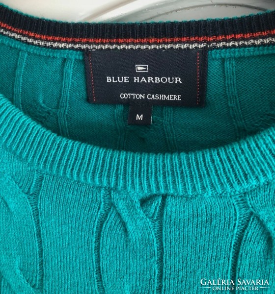 Blue harbor m turquoise men's cotton-cashmere sweater